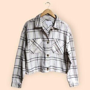 Ashley By 26 International Plaid Woven Button Front Flannel Top Cropped Women M